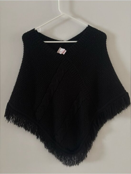 Sweaters - Black Knit Poncho(cape)